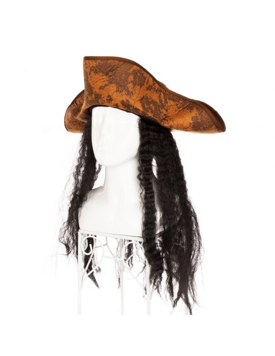 Siyah Saçlı Kaptan Korsan Şapkası