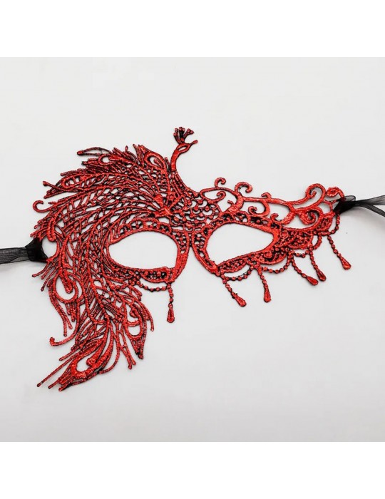 Kırmızı Dantel Masquerade Maskesi 4 No