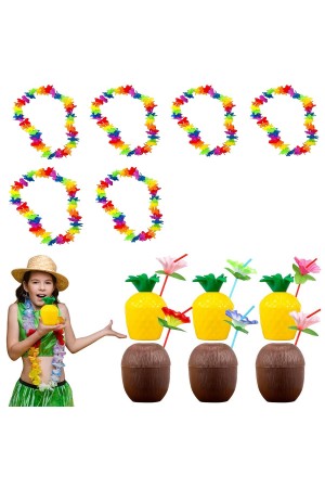 Tropikal Hawaii Parti Malzemeleri – Kolye, Pipet, Bardak Seti Tropikal Hawaii Parti Malzemeleri – Kolye, Pipet, Bardak Seti