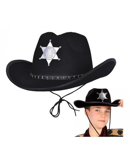 Kovboy Şerif Şapkası Siyah 12 Adet - Kostüm Parti ve Gösteri Şapkası