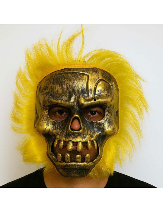 Wild Skull - Bakır Kafatası Sarı Saçlı İskelet Maske