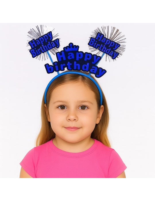 Doğum Günü Kutlaması İçin Mavi Taç – Işıltılı Yazılı Parti Tacı