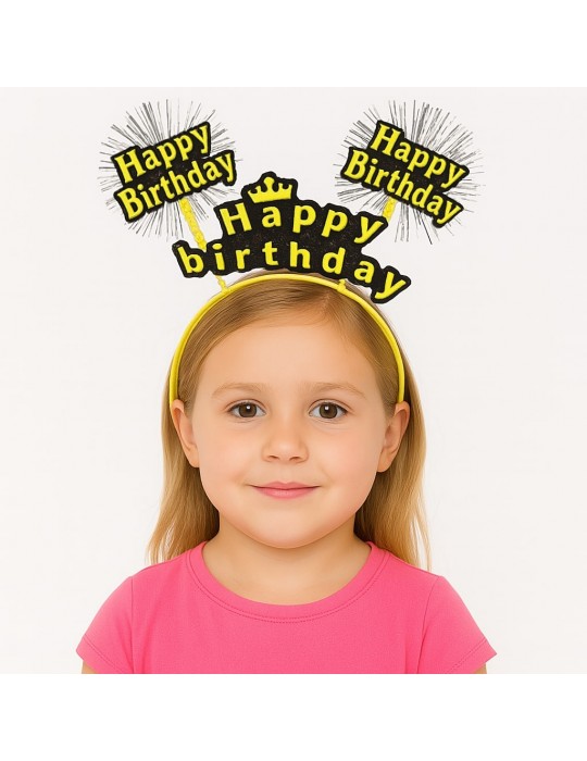 Doğum Günü Kutlaması İçin Sarı Taç – Işıltılı Yazılı Parti Tacı