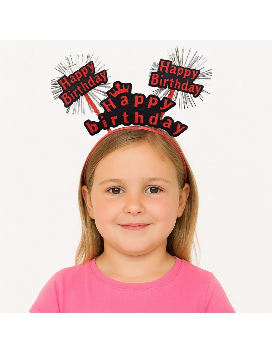 Doğum Günü Kutlaması İçin Kırmızı Taç – Işıltılı Yazılı Parti Tacı