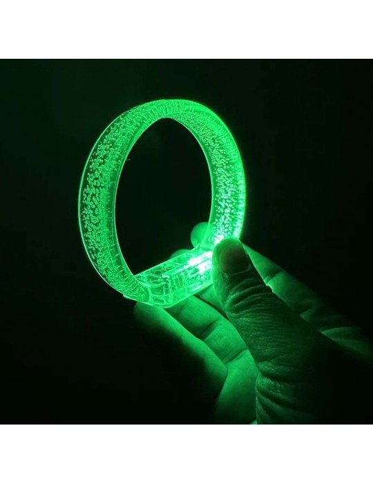 Yeşil Led Işıklı Baskı Yapılabilen Pilli Bileklik Bilezik 1,5 cm Genişlik