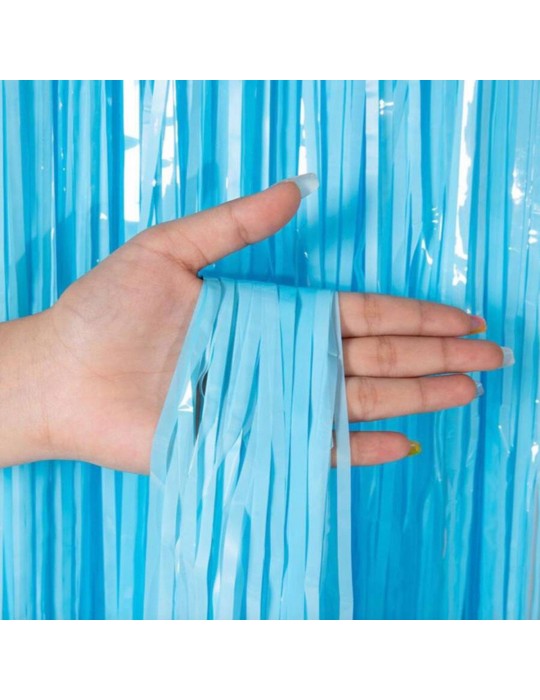 Soft Mavi Püsküllü Kapı Perdesi - Parti, Baby Shower, Sünnet Süsü 1x2 m