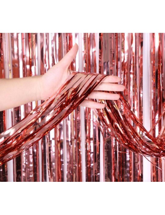 Rose Gold Püsküllü Kapı Perdesi - Parti, Bekarlığa Veda, Doğum Günü 1x2 m