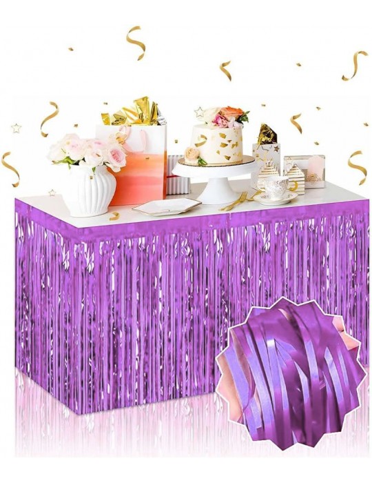 Kendinden Yapışkanlı Mor Metalize Püsküllü Masa Eteği – 75 x 275 cm Parti Süslemesi