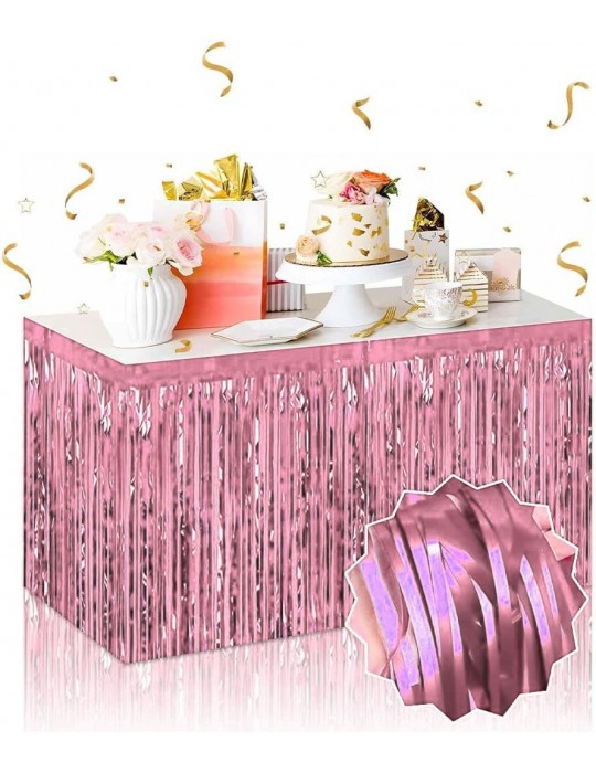 Kendinden Yapışkanlı Rose Gold Metalize Püsküllü Masa Eteği – 75 x 275 cm Parti Süslemesi