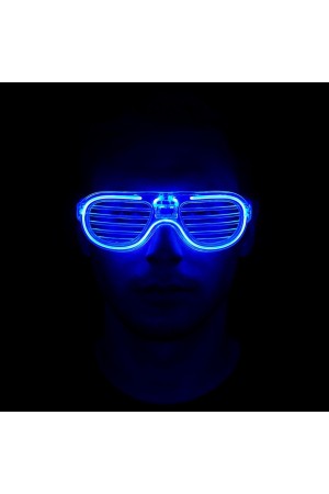 Mavi Led Işıklı Parti Gözlüğü - Neon Glow Gözlük 3 Modlu