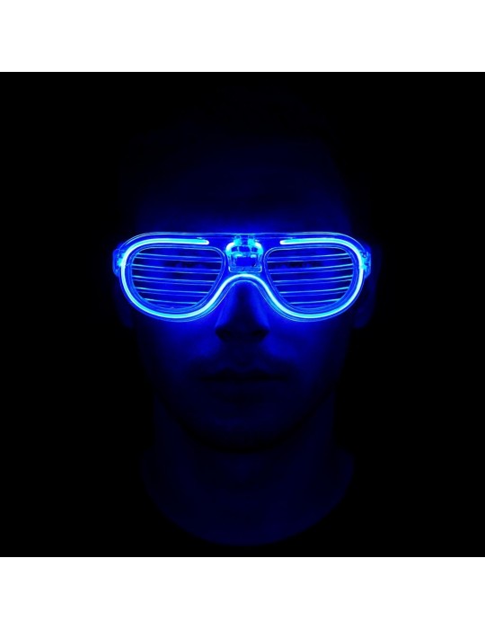 Mavi Led Işıklı Parti Gözlüğü - Neon Glow Gözlük 3 Modlu