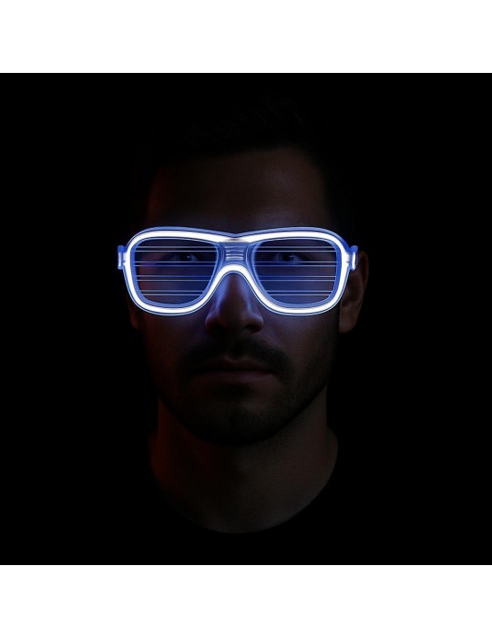 Beyaz Led Işıklı Parti Gözlüğü - Neon Glow Şerit Gözlük 3 Modlu