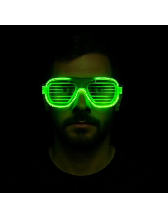 Yeşil LED Işıklı Parti Gözlüğü – Neon Glow Şerit Gözlük 3 Modlu