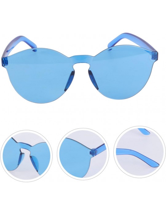 Sert Mika Oval Şekilli Çerçevesiz Mavi Gözlük Retro Parti 5x14 cm