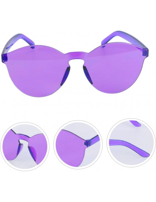 Sert Mika Oval Şekilli Çerçevesiz Mor Gözlük Retro Parti 5x14 cm