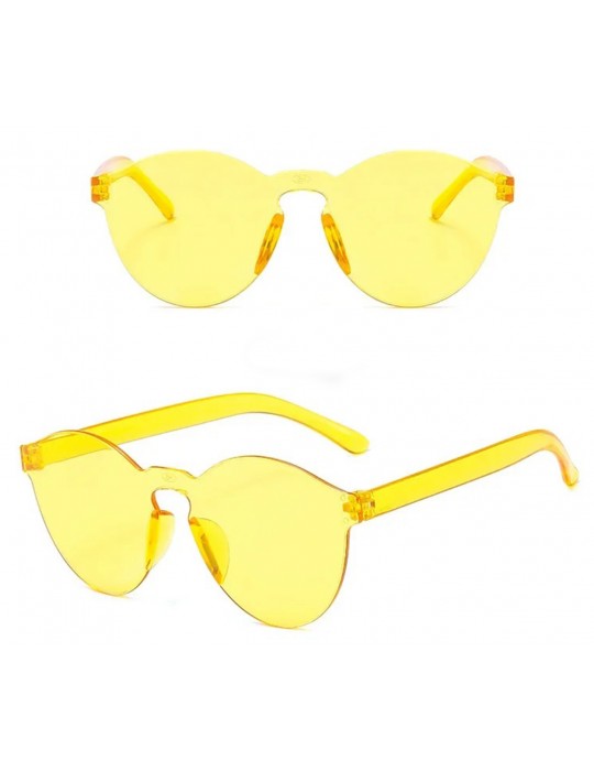 Sert Mika Oval Şekilli Çerçevesiz Sarı Gözlük Retro Parti 5x14 cm