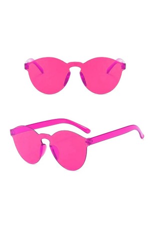 Sert Mika Oval Şekilli Çerçevesiz Fuşya Gözlük Retro Parti 5x14 cm