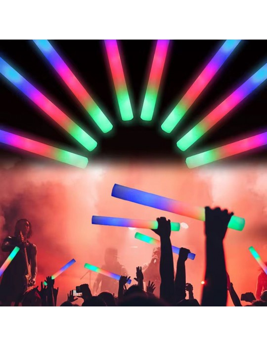 Led Işıklı 3 Modlu Kauçuk Işıklı Sünger Parti Çubuk Sopa - 46 cm (6’lı Paket)