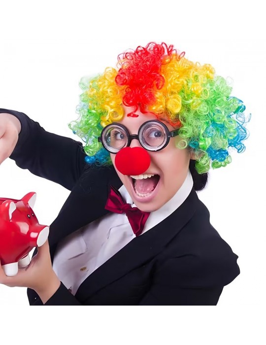 Palyaço Kostüm Aksesuar Seti 3’lü – Peruk Burun Gözlük