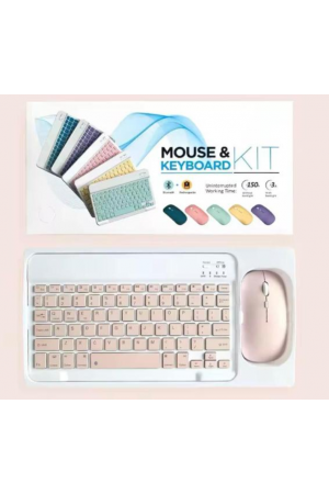 ZR20Km Pembe Kablosuz Klavye Mouse Set
