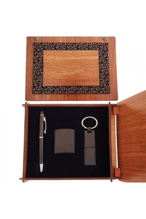 Ahşap Kutulu Siyah Kalem Anahtarlık ve Mat Çakmak Seti Ahşap Kutulu Siyah Kalem Anahtarlık ve Mat Çakmak Seti